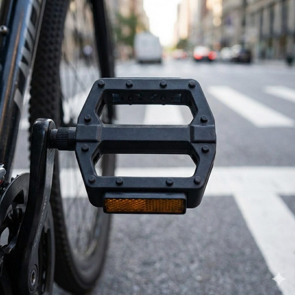 Pedales de Bicicleta Antideslizantes KORE | Nylon Reforzado + Eje de Acero Cromoly y Reflectores Extraíbles